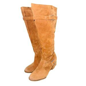 Naughty Monkey Chestnut Suede Knee-High Slouchy Boots Size 9 Boho Western Prep